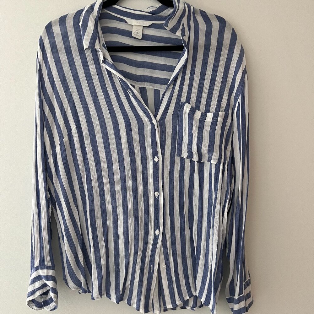 H&M Blue Striped Button Down